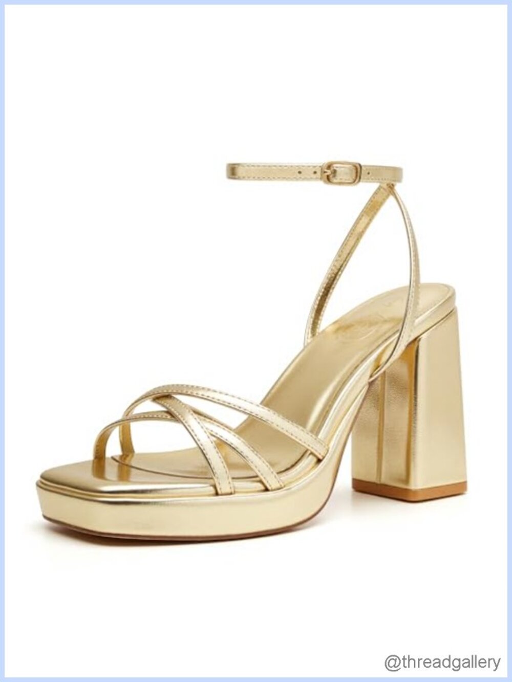 Womens 3 Inch Platform Heeled Sandals Square Toe Ankle Strap Prom